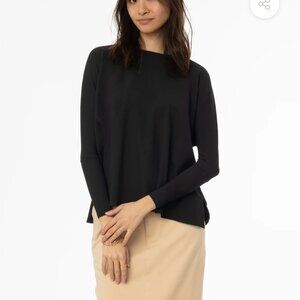 Dress Blank Black Ribbed Swing T-Shirt-Size Small